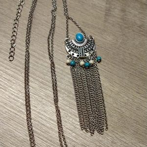 BOHO Southwest Turquoise and Silver Necklace